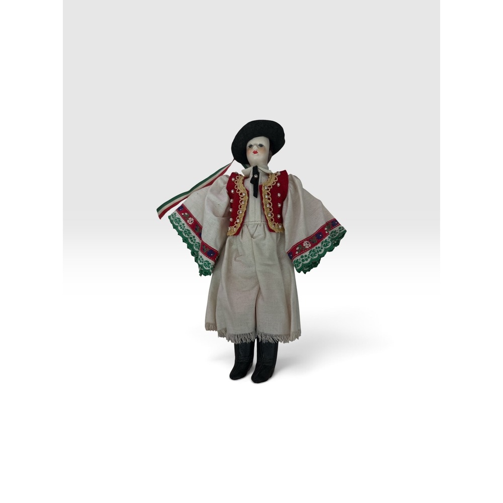 Vintage Hungarian Folk Porcelain Doll Traditional Costume 10.5 Inch Handmade